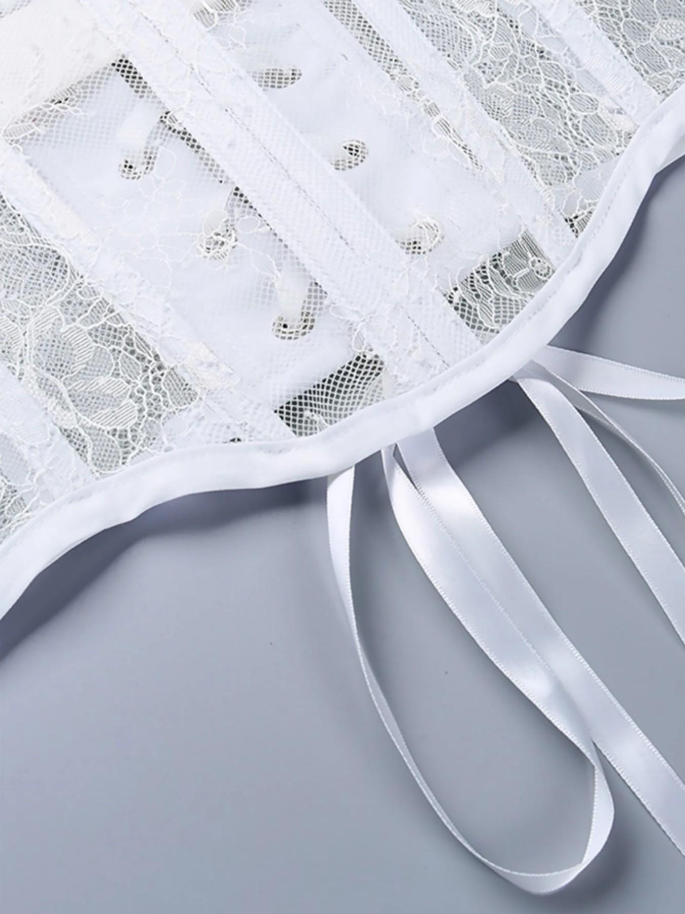 1 Count Women's Elegant White Lace Waist Cincher, Floral Embroidery & Smooth Satin Trim Shapewear Belts, Curved Hourglass Silhouette Design Girdle, Secure Front Button Closure Corset, Comfortable Slimming Girdle, Suitable For Daily & Outing