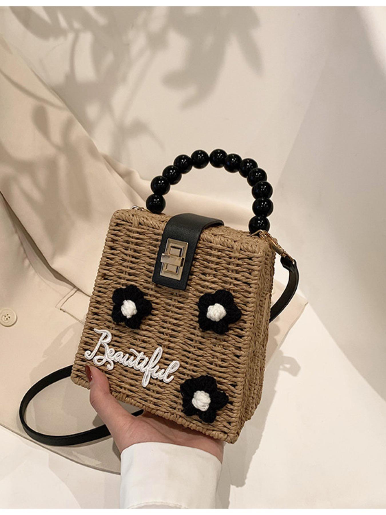 French Straw Handbag 2026, Cute Beach Crossbody Bag, Trendy Shoulder Bag, Stylish Woven Backpack, Fashionable Accessory