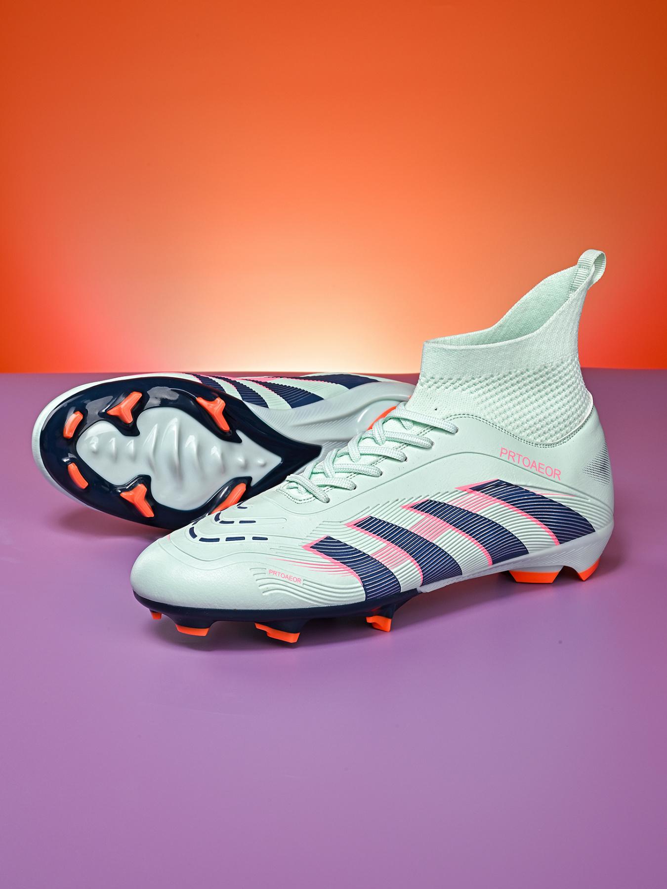 1 Pair High-Top Football Boots | Breathable Knit & Leather | Stable Anti-Twist | Transparent Studs for Superior Traction | Ideal for Competitive Play & Training | Viral