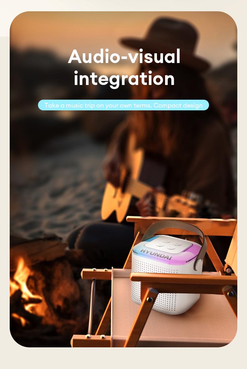 HYUNDAI S13 Portable Wireless Karaoke Bluetooth Speaker With Microphone HIFI Stereo Sound Subwoofers, KTV Speaker Subwoofer With Lighting Effect