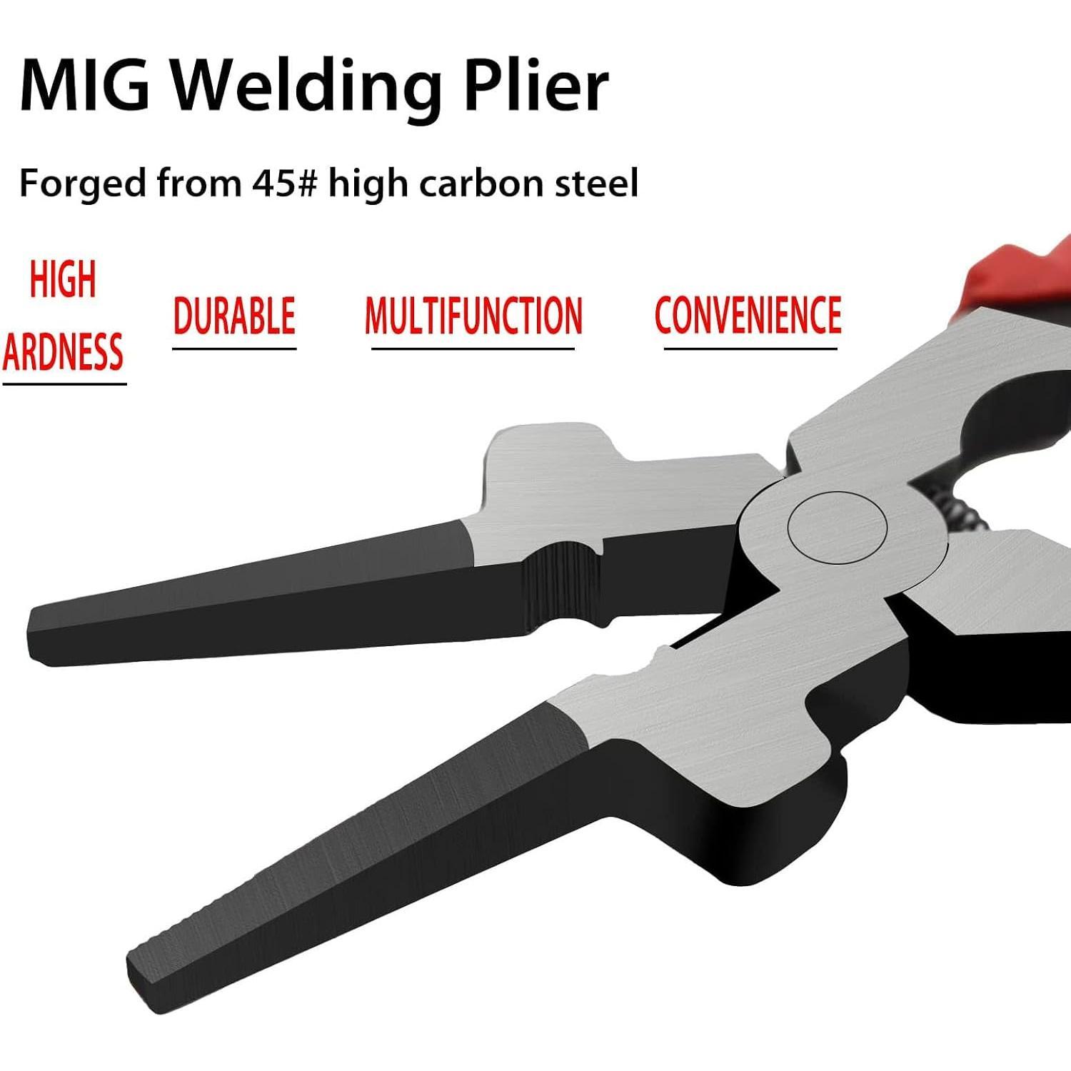 8" (43mm) Multi-Function Carbon Steel MIG Welding Pliers, Insulated Grip Handle, for Welding, Wire & Splatter Removal