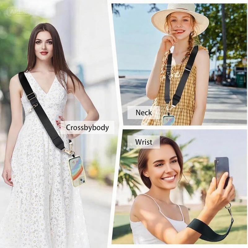 Clip and Go Strap for Phone With Wallet Crossbody Durable Adjustable Mobile Phone Strap Stylish Gift for Mother's Day & Birthday lanyard Cellphone Smartphone Black wrist lanyard