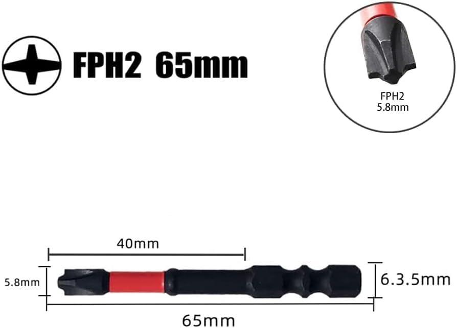 FPH2 Impact Screwdriver Bit Set for Electricians, S2 Steel 65mm & 110mm, 1/4 Inch Hex Shank Magnetic Cross Slot Screw Driver Drill Bits Used on Circuit Breakers