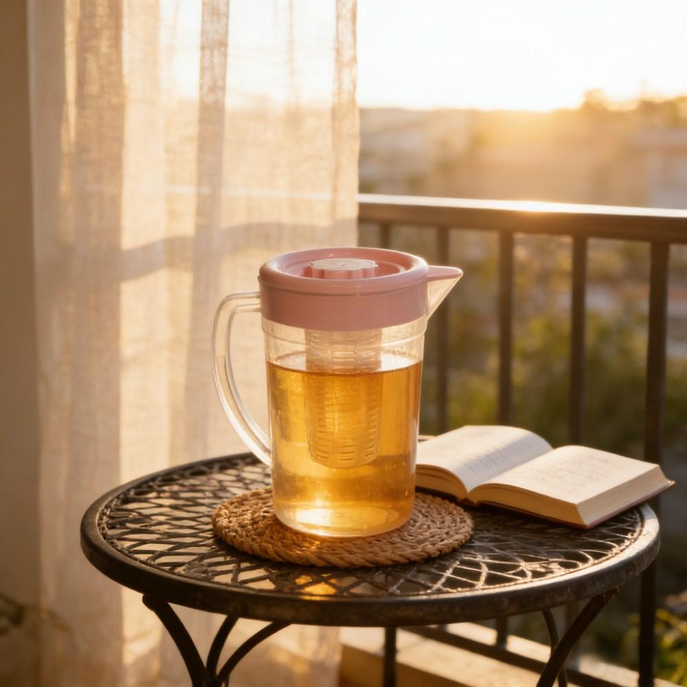 1PC Large Capacity 2000ML Leak-Proof Water Jug with Tea Strainer, Portable Kitchen Refrigerator Bottle, Ideal for Parties and Outdoor Camping