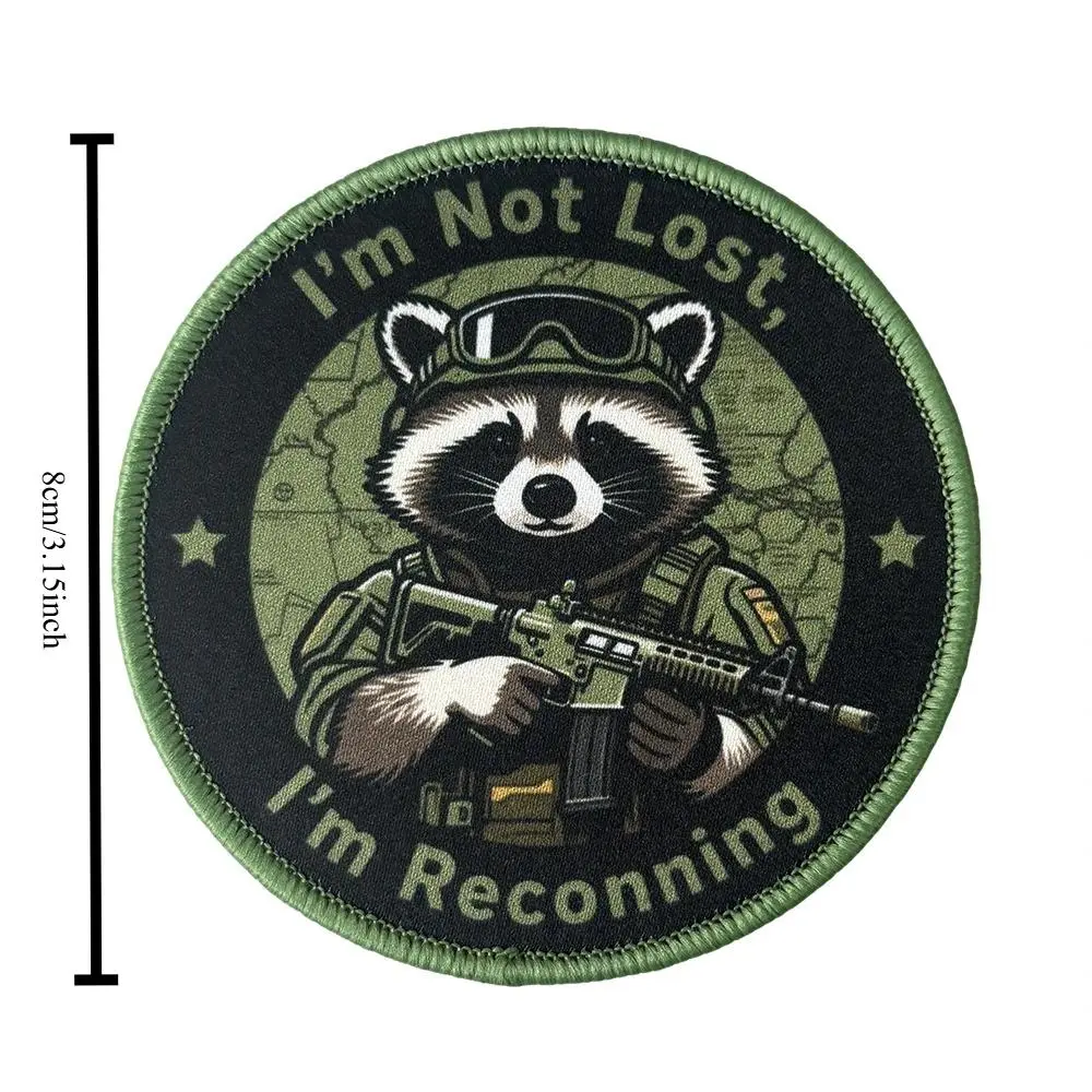 "I'm Not Lost, I'm Reconning" Raccoon Tactical Patch Design Hook Loop Morale Badge Military Armband Chevron Backpack Appliques Stickers