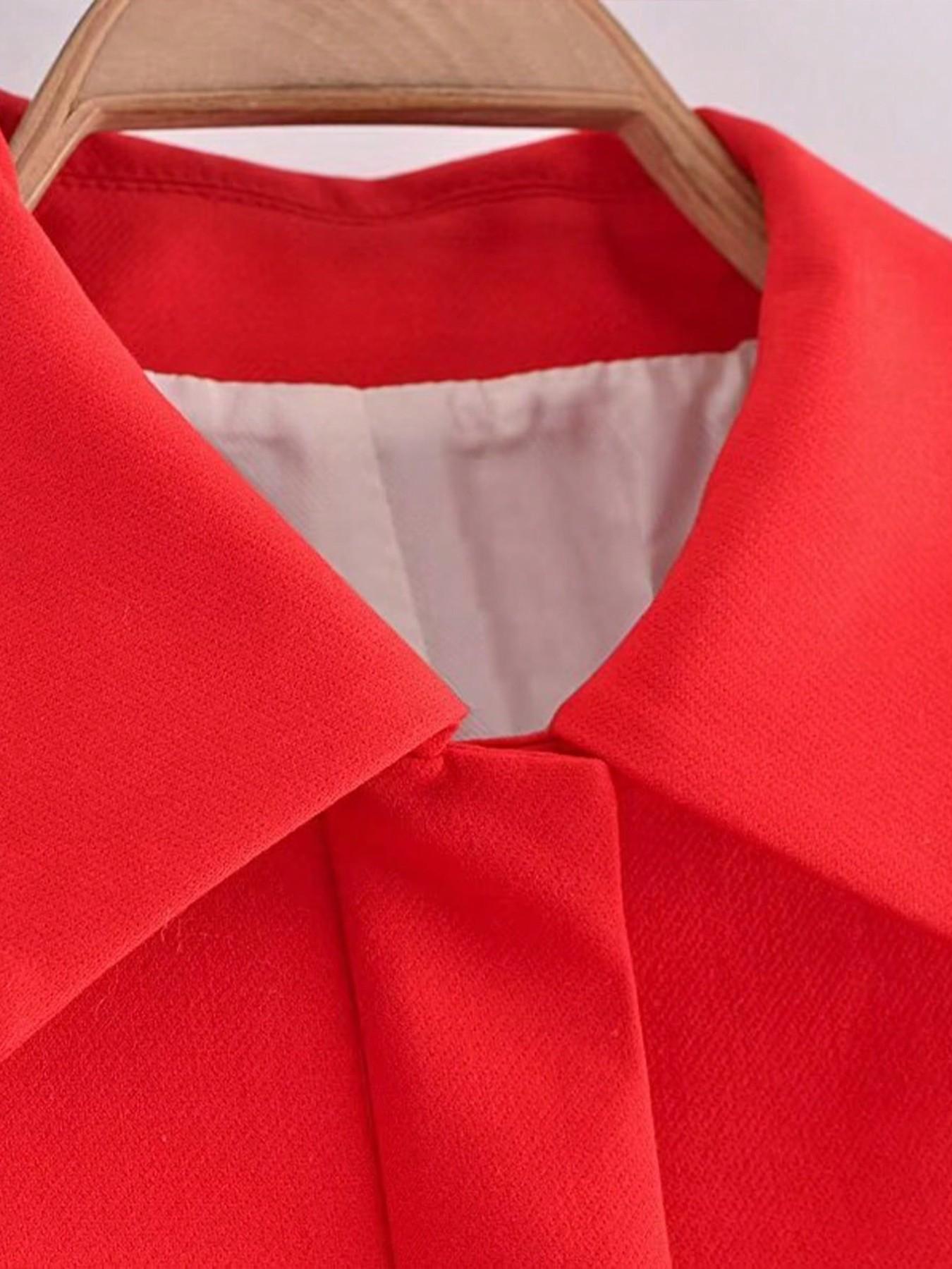 Women's Spring Fall Retro Multi-Pocket Short Work Jacket Coats, Collared Structured Smooth Woven Fabric Stand Collar Long Sleeve, Casual Outerwear Everyday