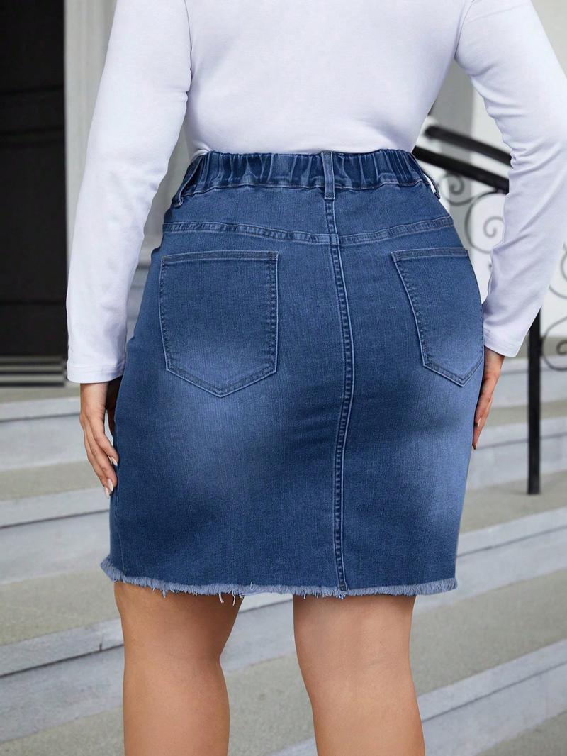 Women's Ripped Distressed Denim Skirt, Fashion Casual   Short Skirt for Daily Outdoor Wear, Ladies Bottoms for Summer