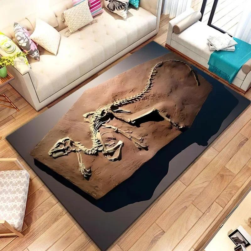 Dinosaur Skeleton Fossil Flannel Area Rug - Realistic T-Rex Bones Print Soft Mat for Kids Room & Playroom, Non-Slip Jurassic Home Decor #DinosaurFossilRug #SkeletonMat #JurassicKidsDecor #TrexCarpet #NonSlipFlannelRug