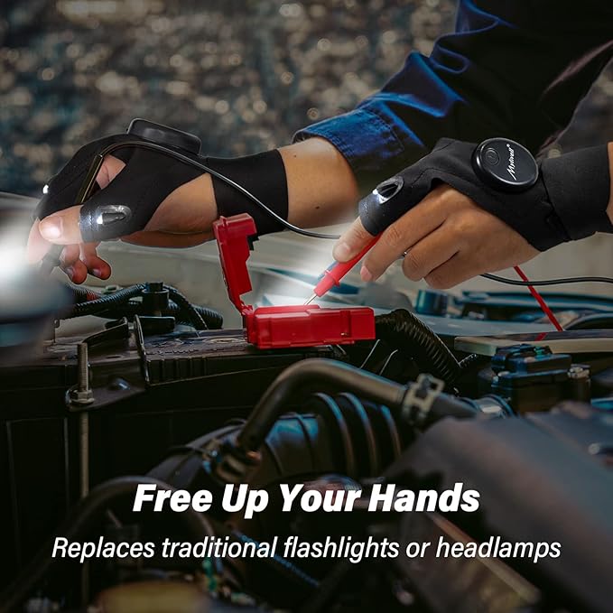LED Flashlight Gloves, Gifts for Men Him Boyfriend Husband, Cool Gadget Finger Lights Waterproof for Camping Fishing Repairing, Fathers Day Christmas Birthday Gift