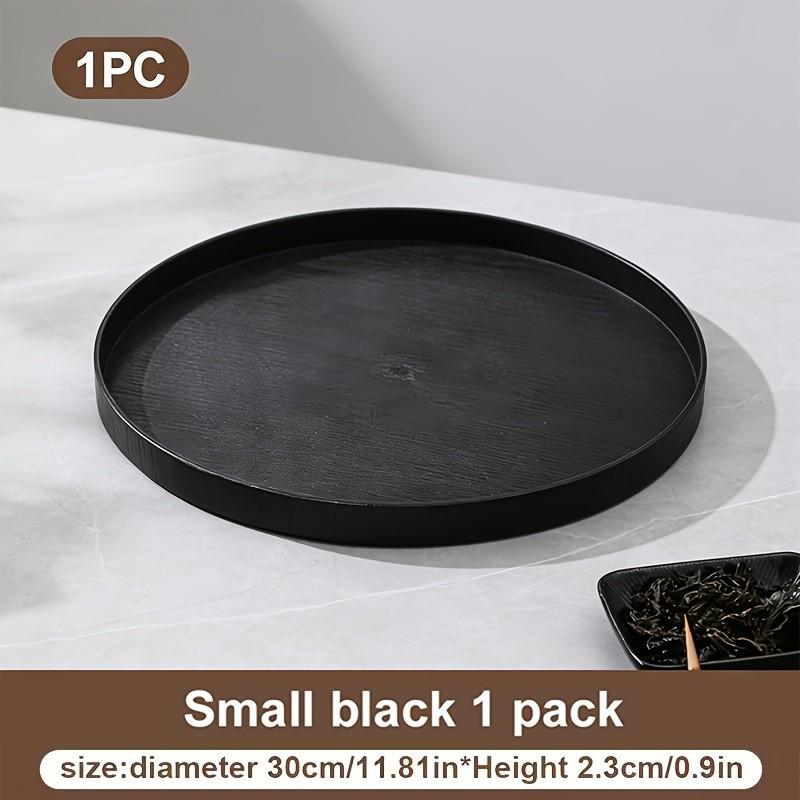 2-Pack Reusable Wood Grain Plastic Trays, Multi-Functional Round Storage Dishes, Kitchen Bathroom Living Room Organizer, Food Grade Material