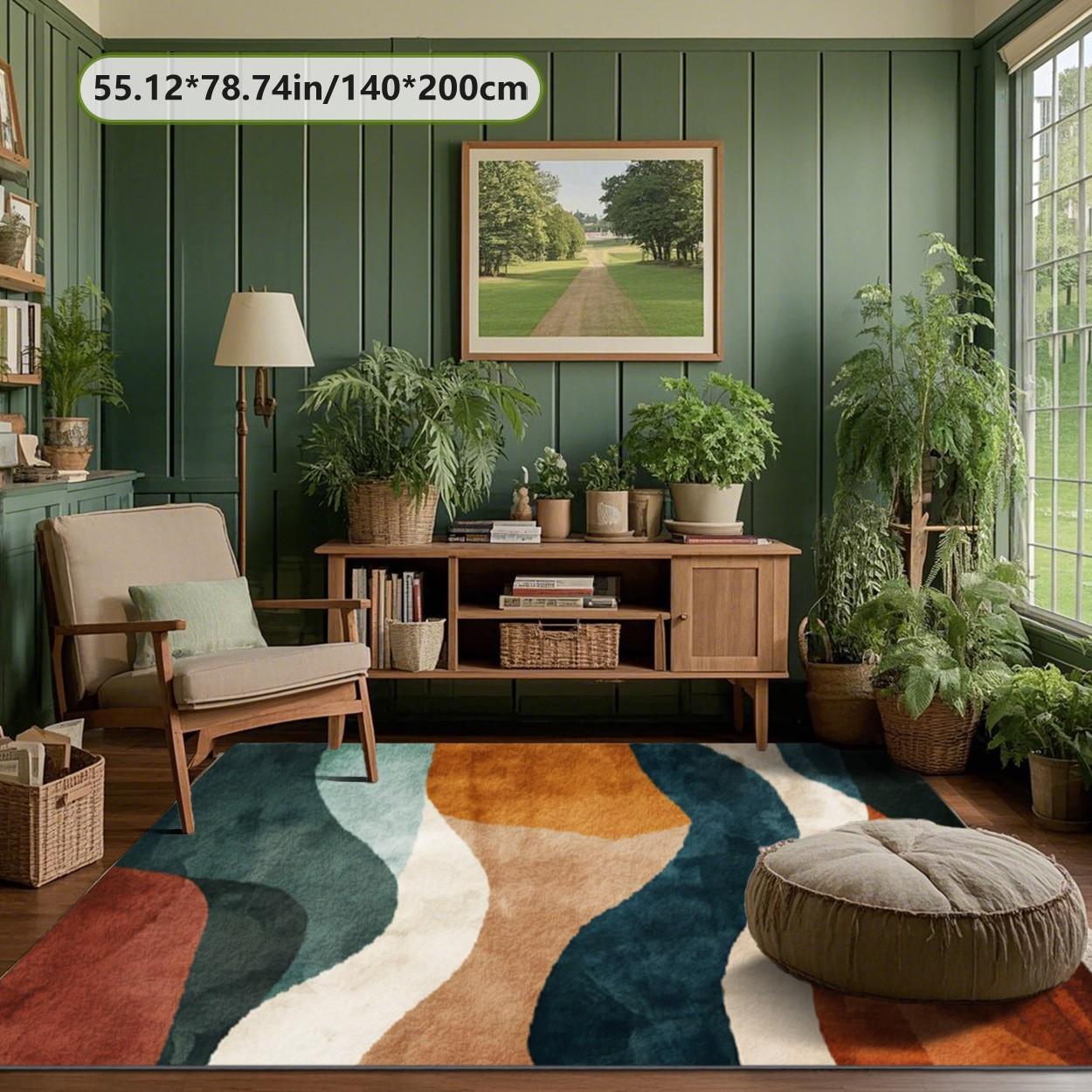 Velvet soft and comfortable patterned printed carpet, Geometric pattern rug, suitable for multiple scenarios, available in various sizes, soft and non-shedding.