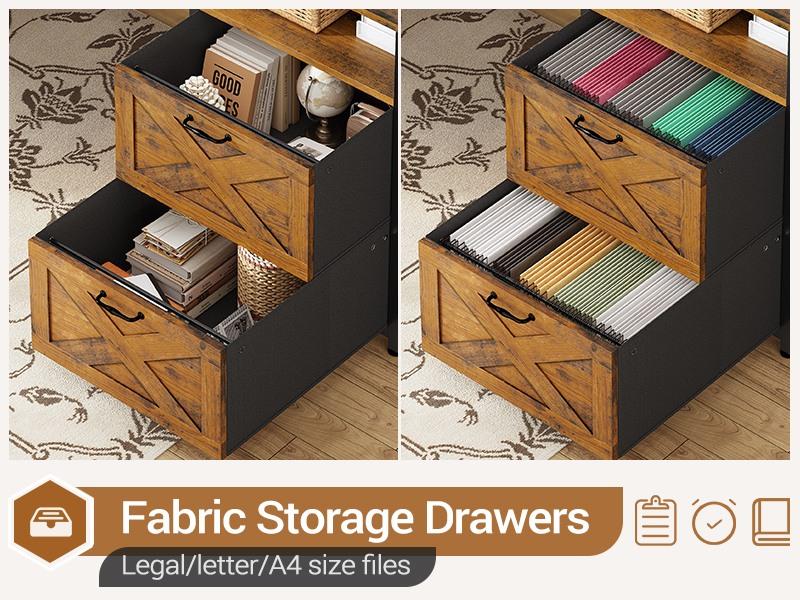 SEDETA 67" L Shaped Desk with Drawers, Computer Office Desk with Storage Shelves & Power Outlet, Reversible Gaming Desk with LED Lights for Home Office