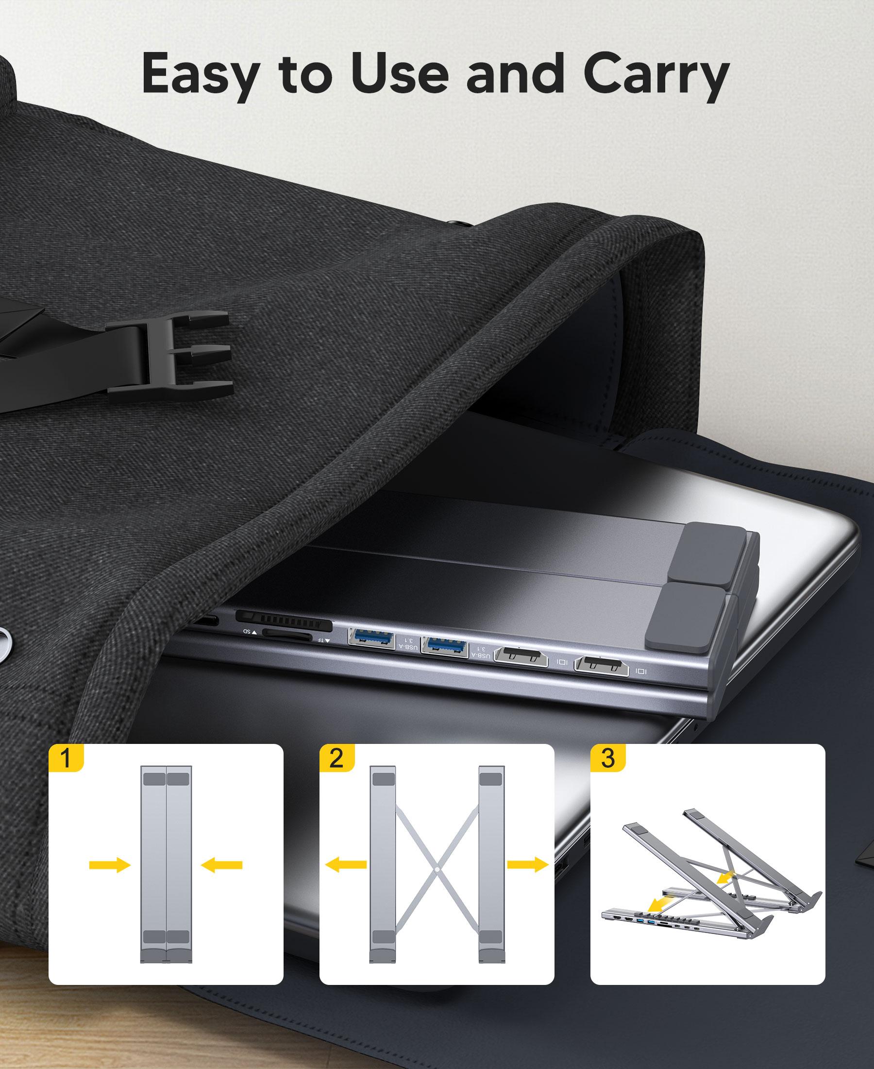 Nine-In-One Laptop Docking Station Stand, Tablet Holder, Multi-Function Computer Accessory, Durable & Space-Saving Design