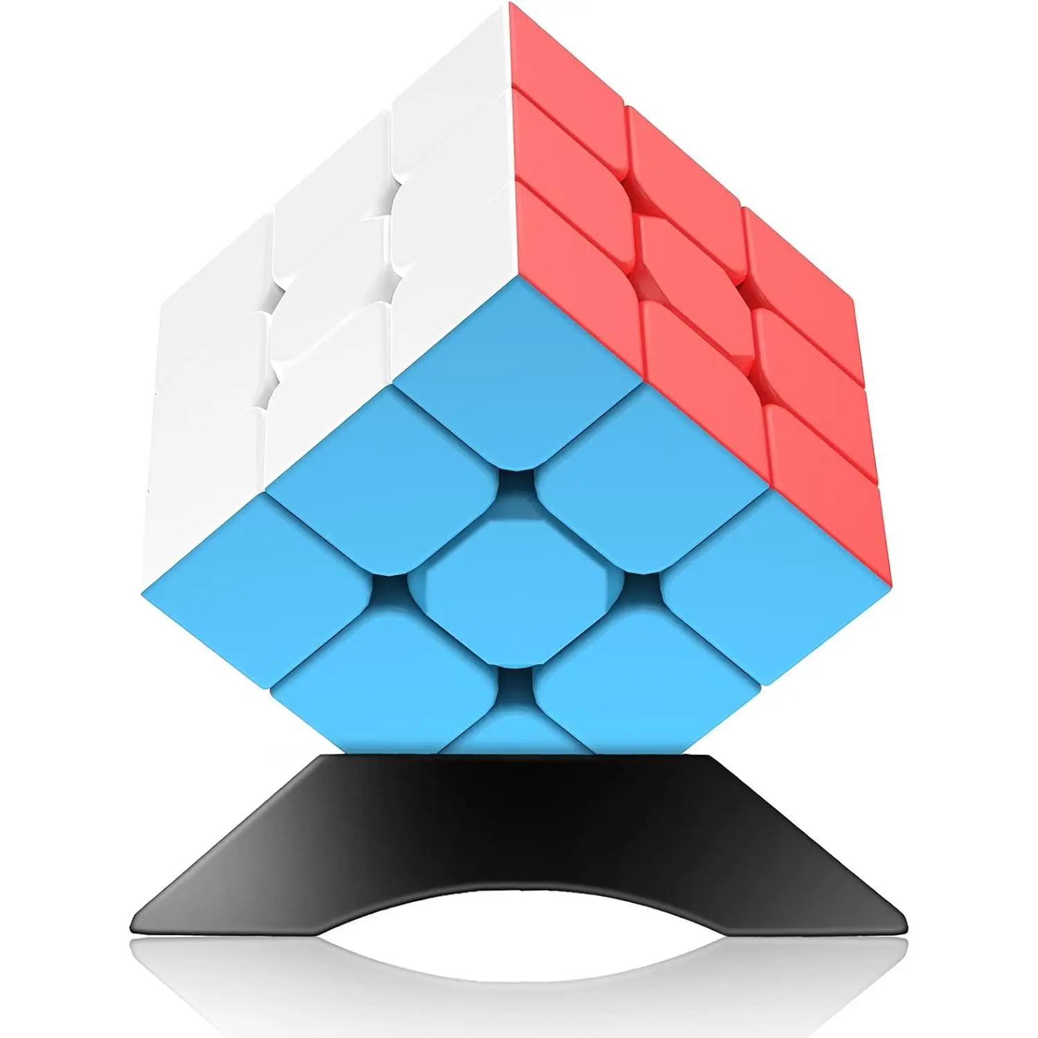 3x3 Speed Cube Stickerless with Stand & Tutorial Toy Gift for Boys 6-12