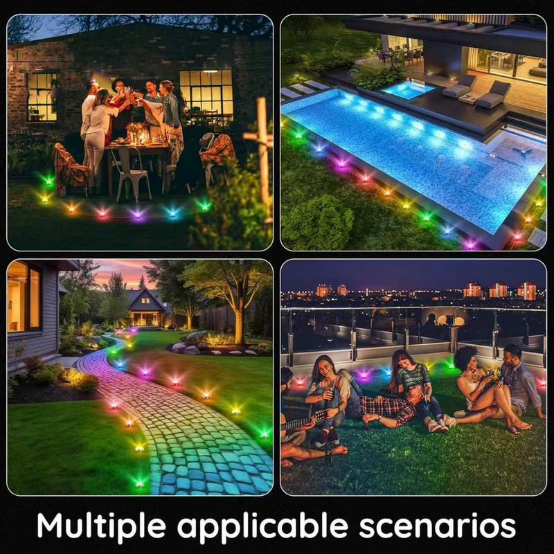 RGB Outdoor Ground Lights Halloween Decoration, Color Changing Pathway Lights with Remote & App Control, IP67Waterproof Walkway Lighting, Wired for Garden Yard Lawn Patio Best for Holiday Party（The spacing between lights is 3.3 feet）