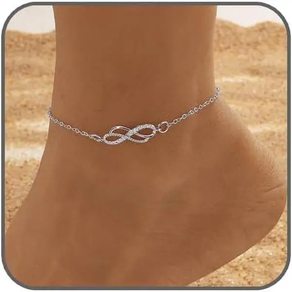 Ankle Bracelets for Women   Infinity Heart Ankle Bracelet Adjustable Cubic Zirconia  Layered Foot Chain  Beach  Accesories