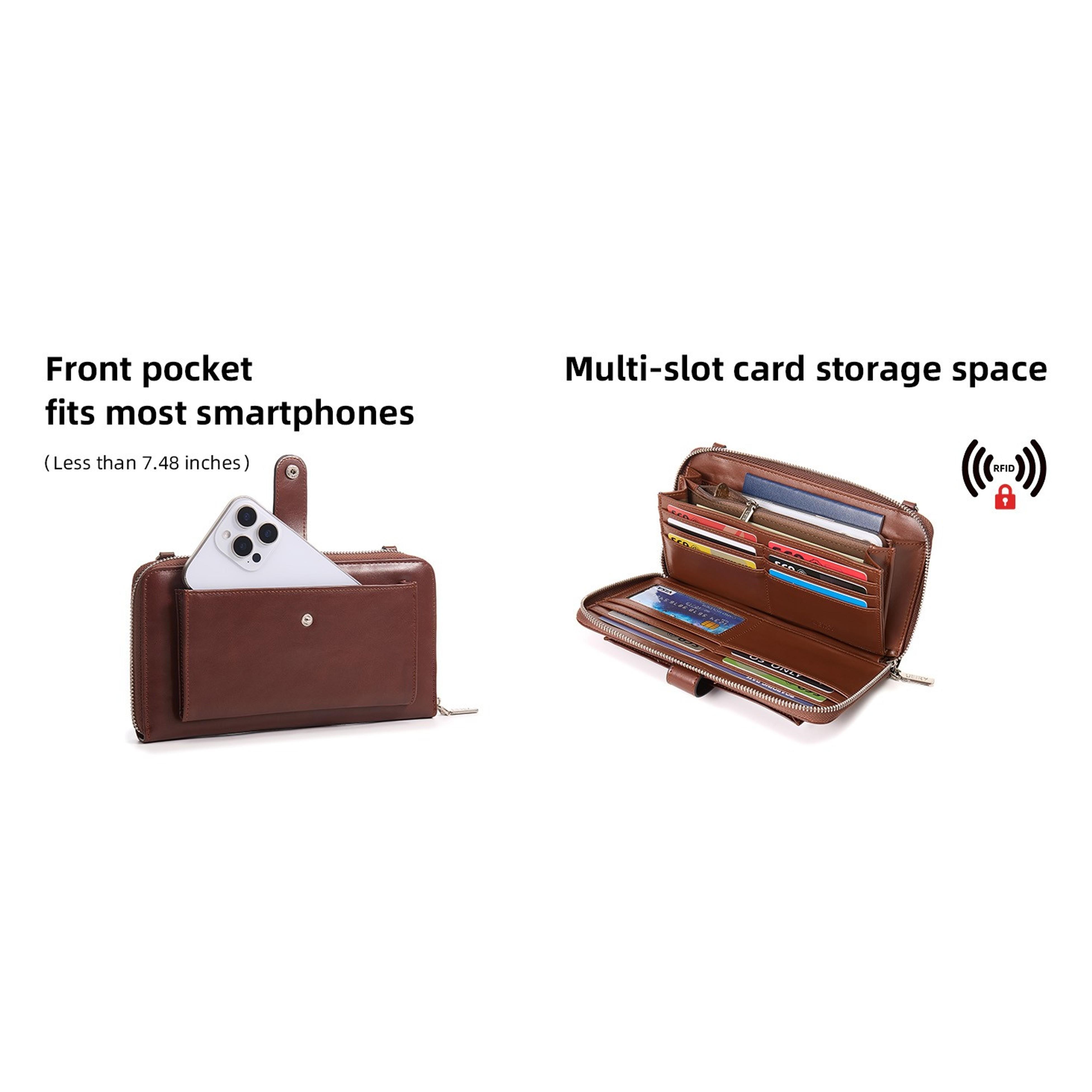 RFID Crossbody Wallet Wristlet Purse for Women,Vegan Leather Small Clutch with Phone Pocket Multiple Credit Card Slots RFID Crossbody Wallet Wristlet Purse for Women,Vegan Leather Small Clutch with Phone Pocket Multiple Credit Card Slots
