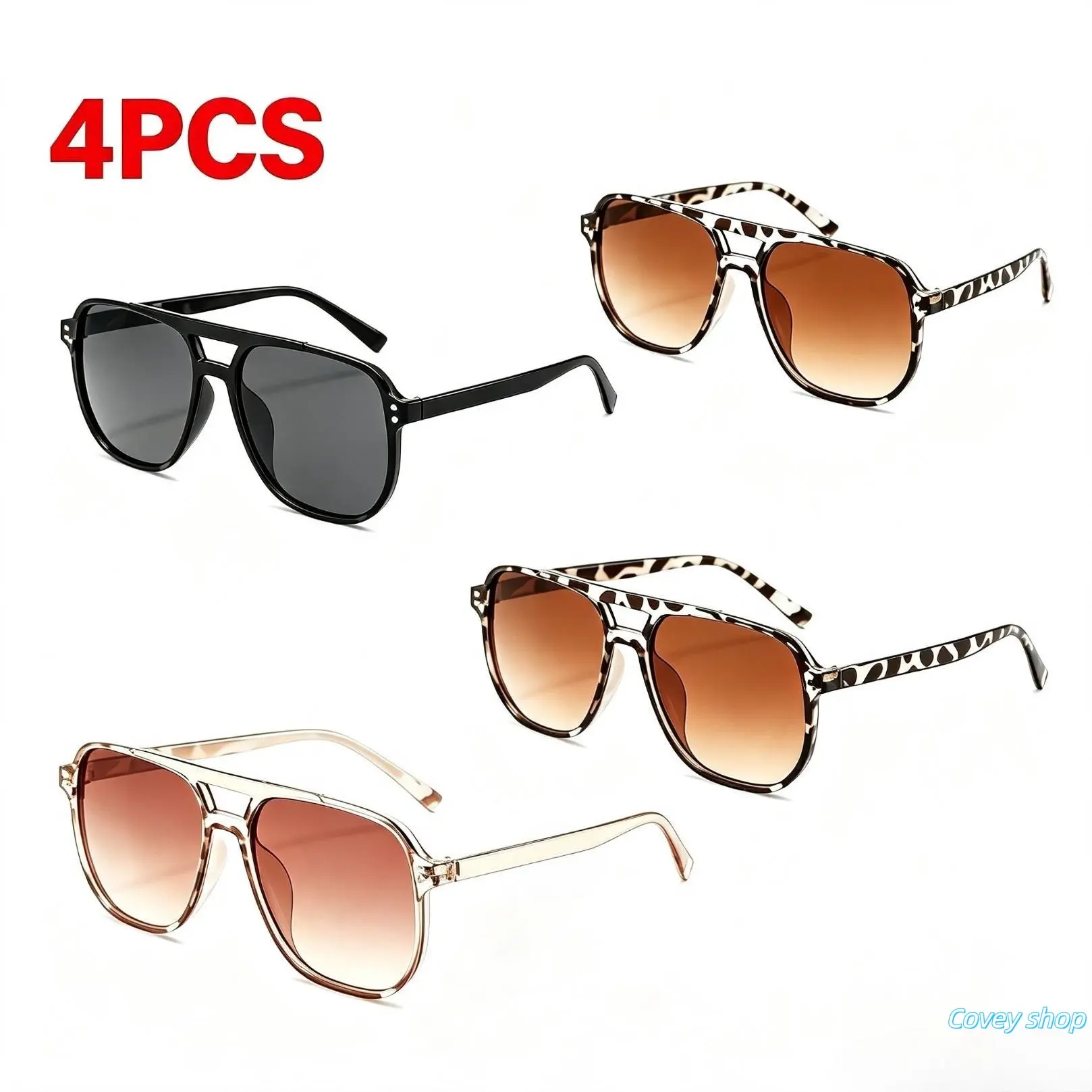 4-Pack Unisex Aviator Sunglasses Set Classic Y2K Style with  Protection Lightweight Frames Versatile for Driving & Outdoor Activities