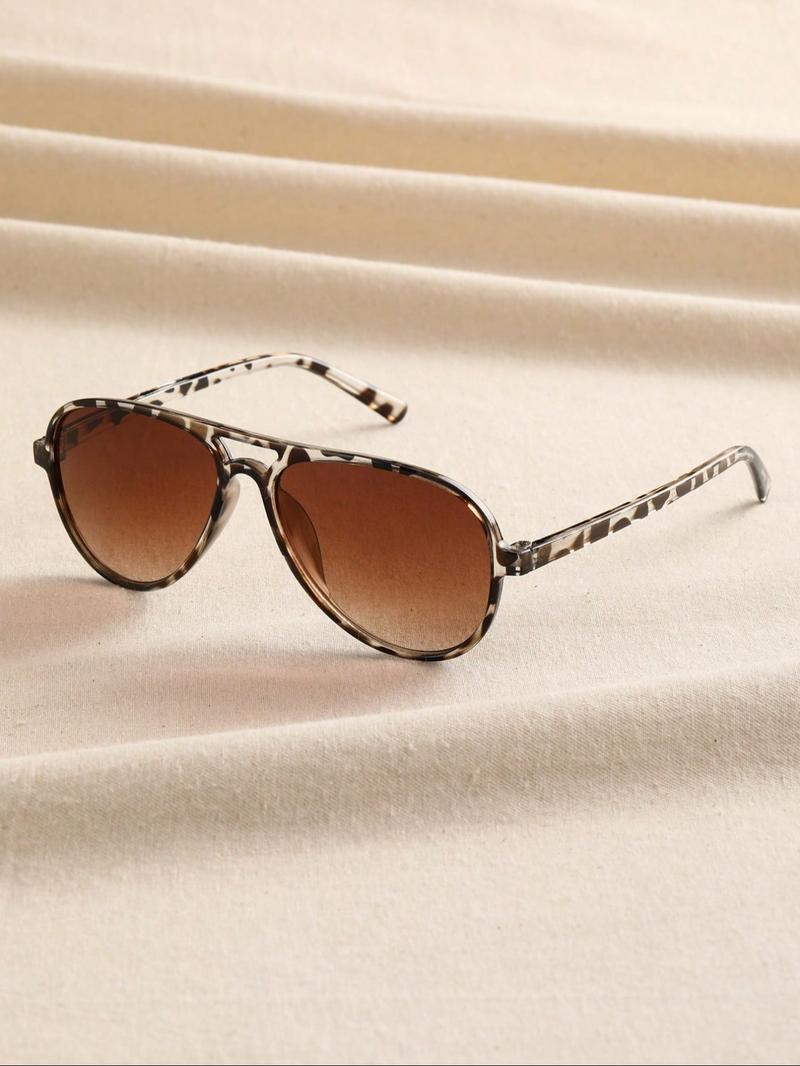 Women's Vintage Leopard Pattern Sunglasses, Trendy Casual Sunglasses for Everyday Use, Fashion Accessories for Outdoor Activities, Trendy Beach Eyewear
