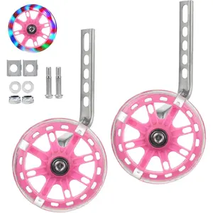 Universal Bicycle Training Wheels - Adjustable Stabiliser Support Wheels for Kids (Pink)