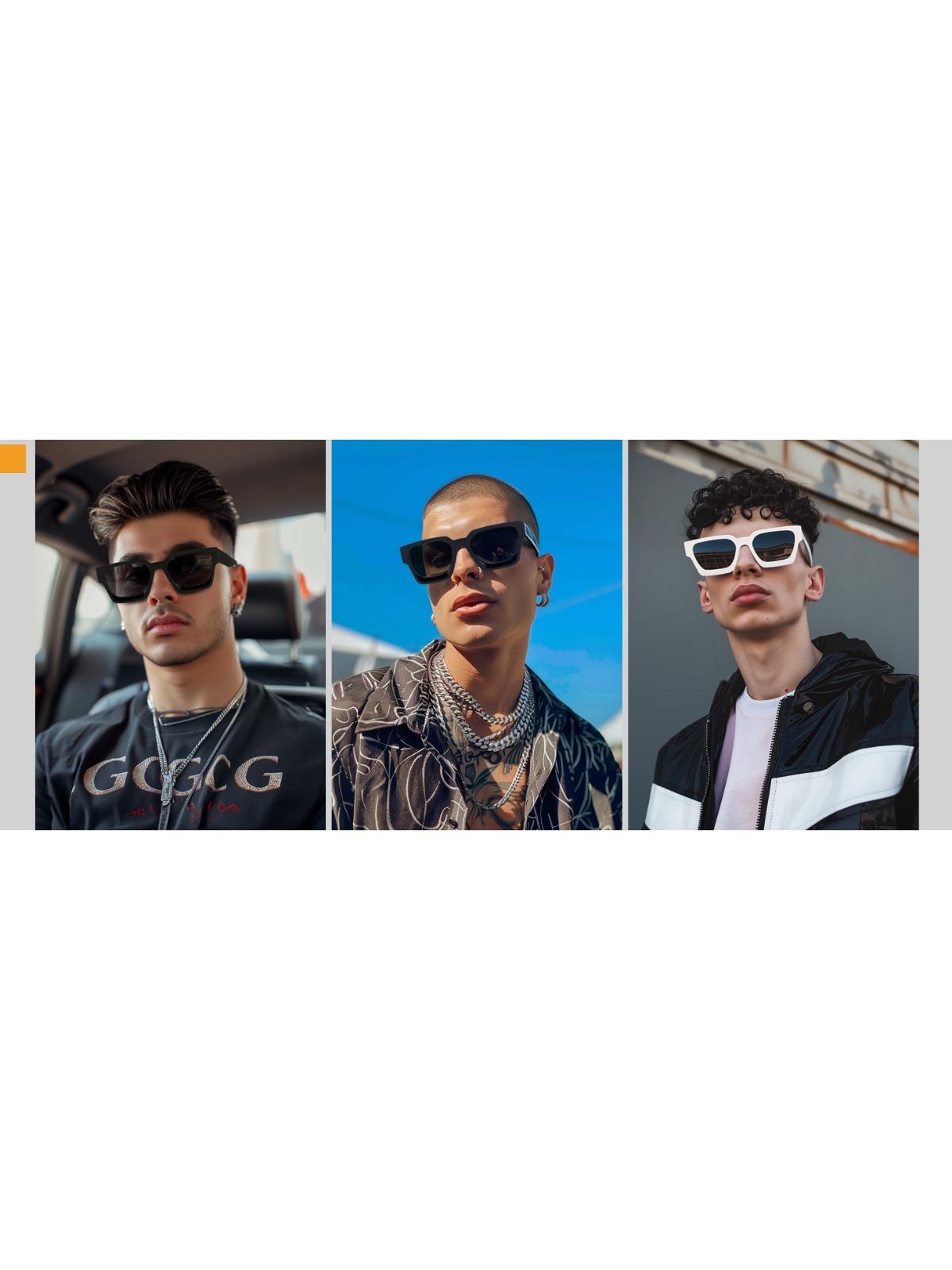 FEISEDY Retro 90s Square Sunglasses for Women Men Trendy Chunky Rectangle Sunglasses UV400 Protection B2385