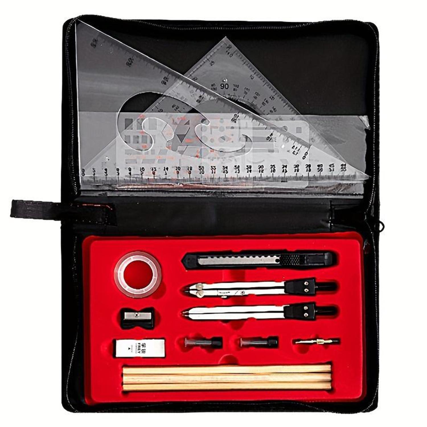 Professional Drawing & Drafting Tool Set, Precision Geometry & CAD Tools Suitable for Students and Engineers, Versatile Measuring Instrument Kit for Educational & Architectural Drafting
