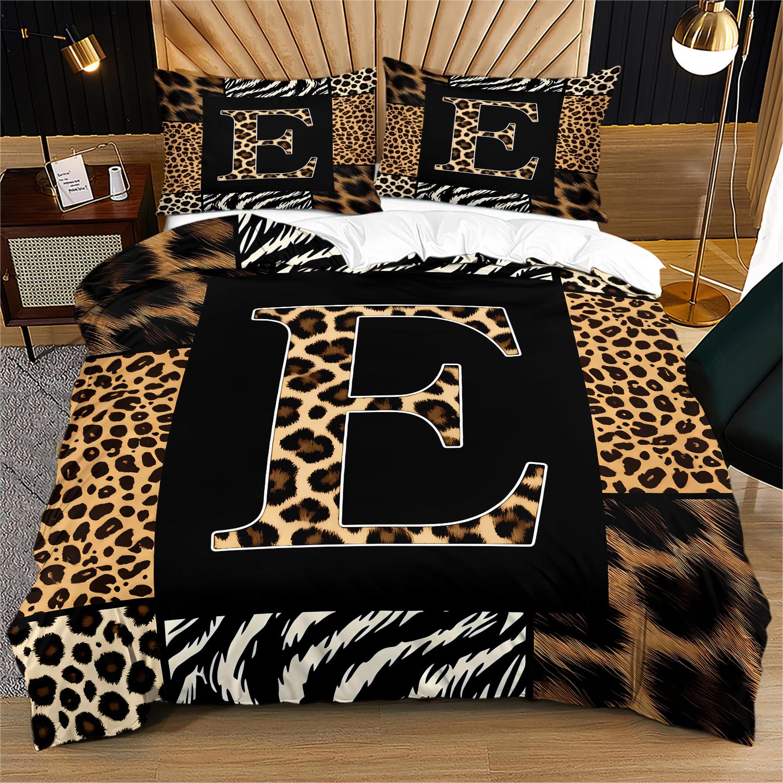 2/3 Pcs Boho Animal Print Letter Duvet Cover Set, Personalized Home Decor for Bedroom, Hotel & Dorm, Zipper Closure & Easy to Remove, Ideal for Housewarming, Christmas & Birthday Gifts, No Filling Included