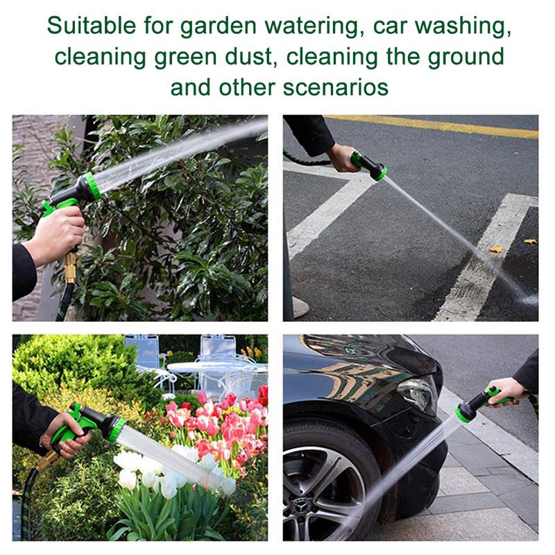 Flexible Garden Hose 75/100ft 3X Stronger Deluxe Expandable Green Polyester Fiber with 10 Functions Nozzle 3/4" Solid Brass Fittings Foldable for Outdoor Gardening Car Cleaning