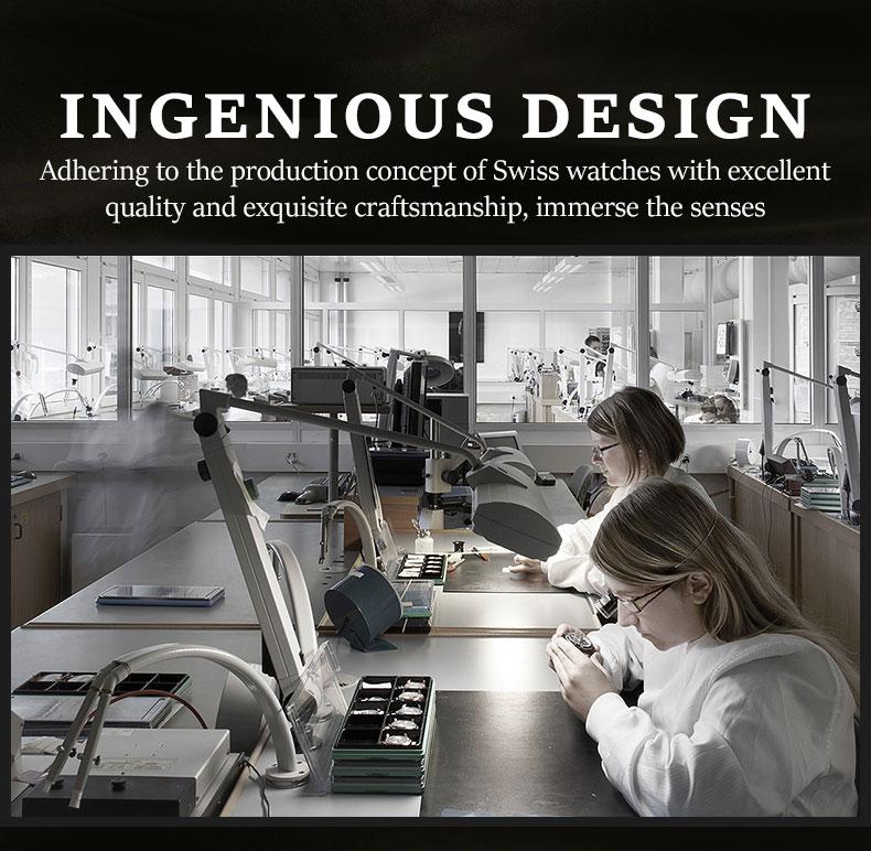 TINAIBIN Men's Diamond Business Formal Pointer Automatic Mechanical Watch Stainless Steel Waterproof Luminous Two-color Luxury Casual Watch