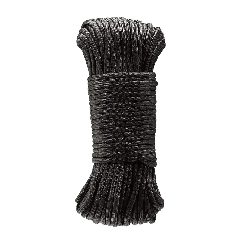 550 Type III Paracord, 7-Strand Core, High Strength for Hiking, Camping, Crafting, Bracelets, Lanyards, 5/32 Inch x 100 Foot (4mm x 30m), Black