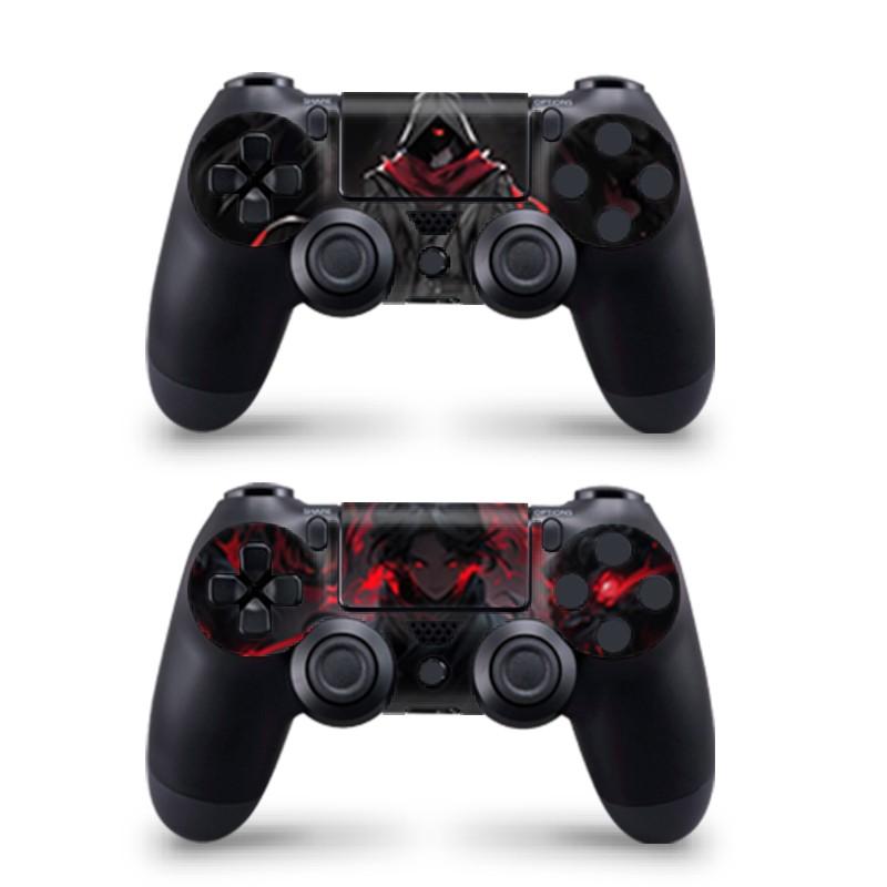 Hooded Wanderer Red Eyes Shadow Creature Dark Fantasy Art Vinyl Skin Cover for PS4 Slim Console and Wireless Controllers, Waterproof, Scratch-Proof & Long Lasting, Removable Without Residue Game Console Decor Sticker