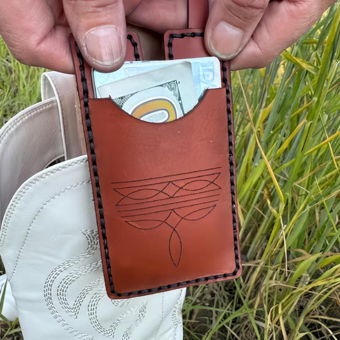 Women's Boot Wallet, Western Style Leather Boot Wallet with Buckle Strap, Credit Card Holder, Fashionable Accessory for Women