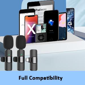 2 Pack Professional Wireless Mini Microphone for iPhone, iPad iPhone 15, iOS and Android Devices, Professional Microphone for Video Recording, Vlog,Live Streaming