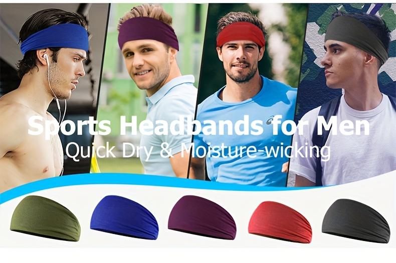 5pcs/1pc Men'S Sports Headband - Sweat Absorbing, Non-Slip, Breathable Fabric for Running, Gym, Basketball, Tennis - Adjustable Headband for Men And Women