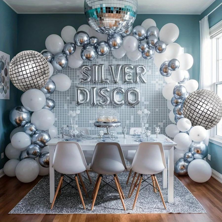 115pcs Themed Balloon Set:White and Silver Party Balloons for Birthday Parties,weddings or Celebrations,themed Event Decorations