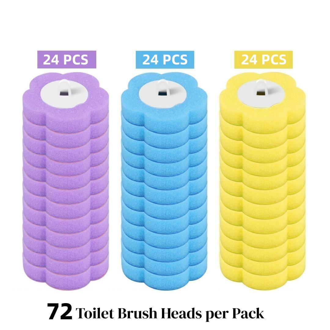 72 Pack Disposable Toilet Cleaning Brush Heads, Three Colors, Durable Plastic, Suitable for Home Outdoor Portable Use, No Handle Included
