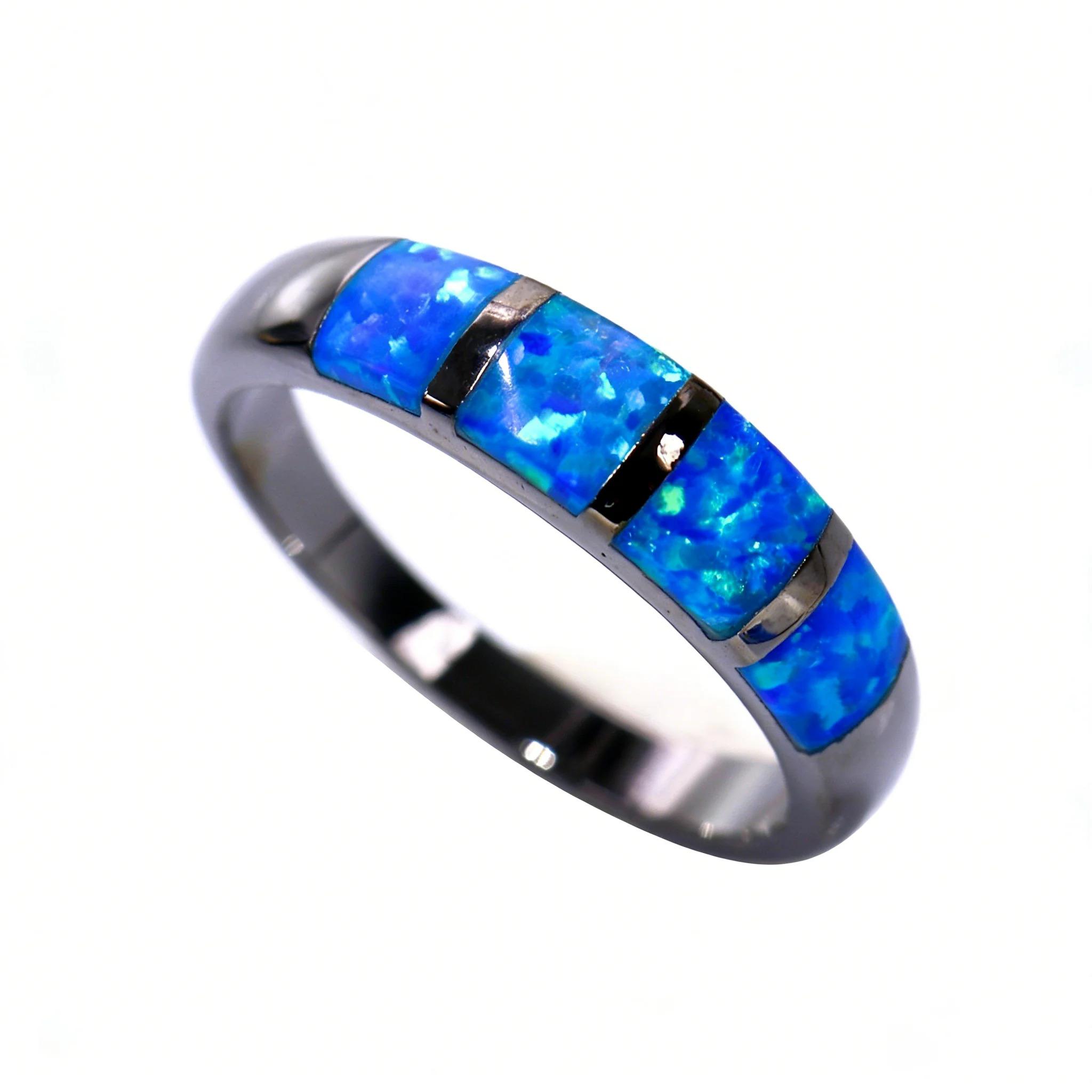 Opal Copper Ring for Women Men Gothic Vintage Jewelry Luxury Wedding Engagement Couple Matching Cocktail Rings Set Gift for Her
