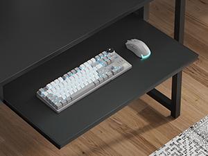 94.5 Inch Office Computer Desk 2 Person Gaming Desk with Storage LED Lights Keyboard Tray Power Strip with USB & Monitor Stand