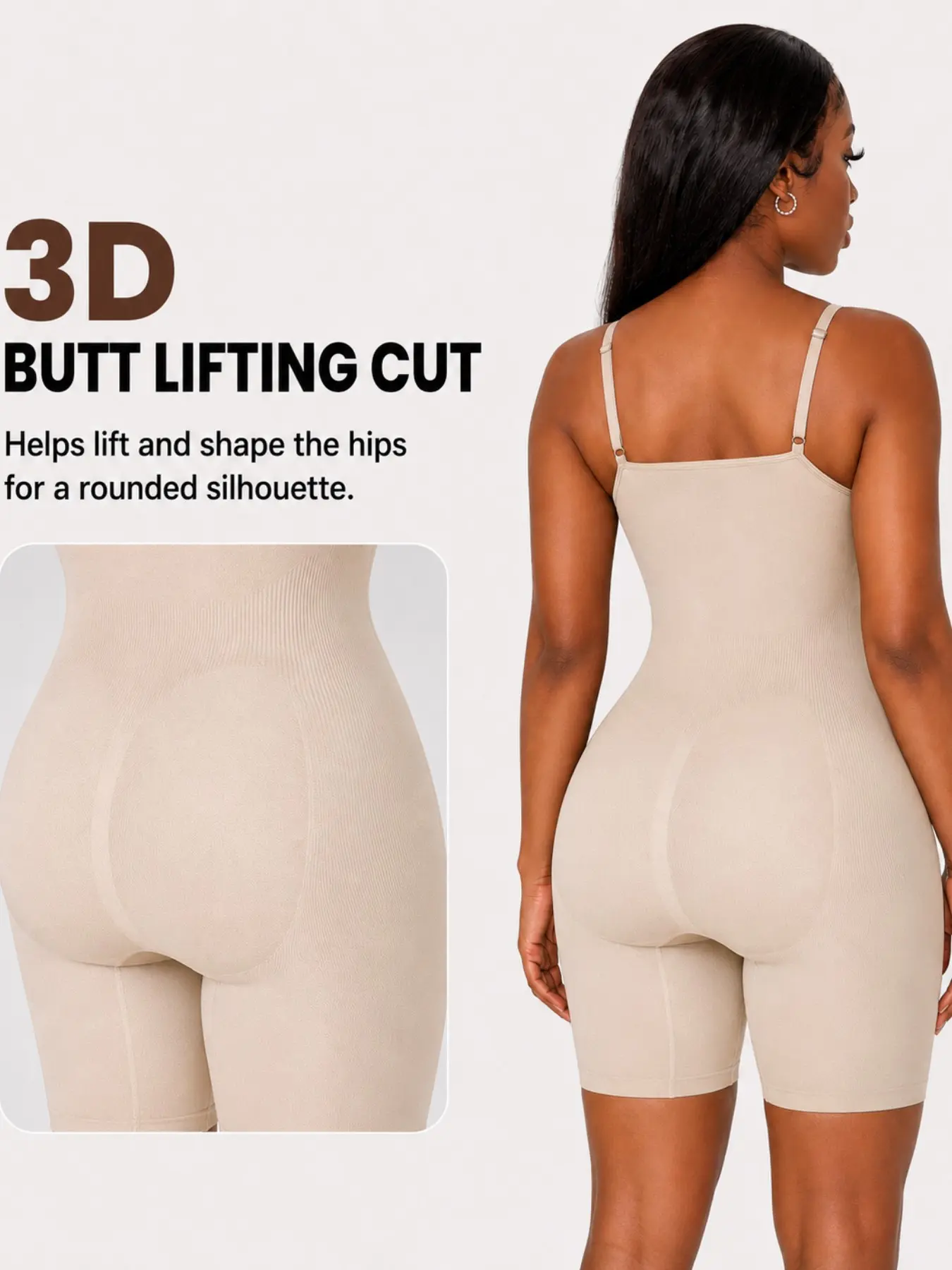 Women's Sports Shapewear Bodysuit, Faja Shaper Bodysuit, Seamless One Piece Body Shaper with Tummy Control and Hip Lift, Mid-Thigh Compression Romper Activewear for Workout, Yoga, Training and Daily Wear