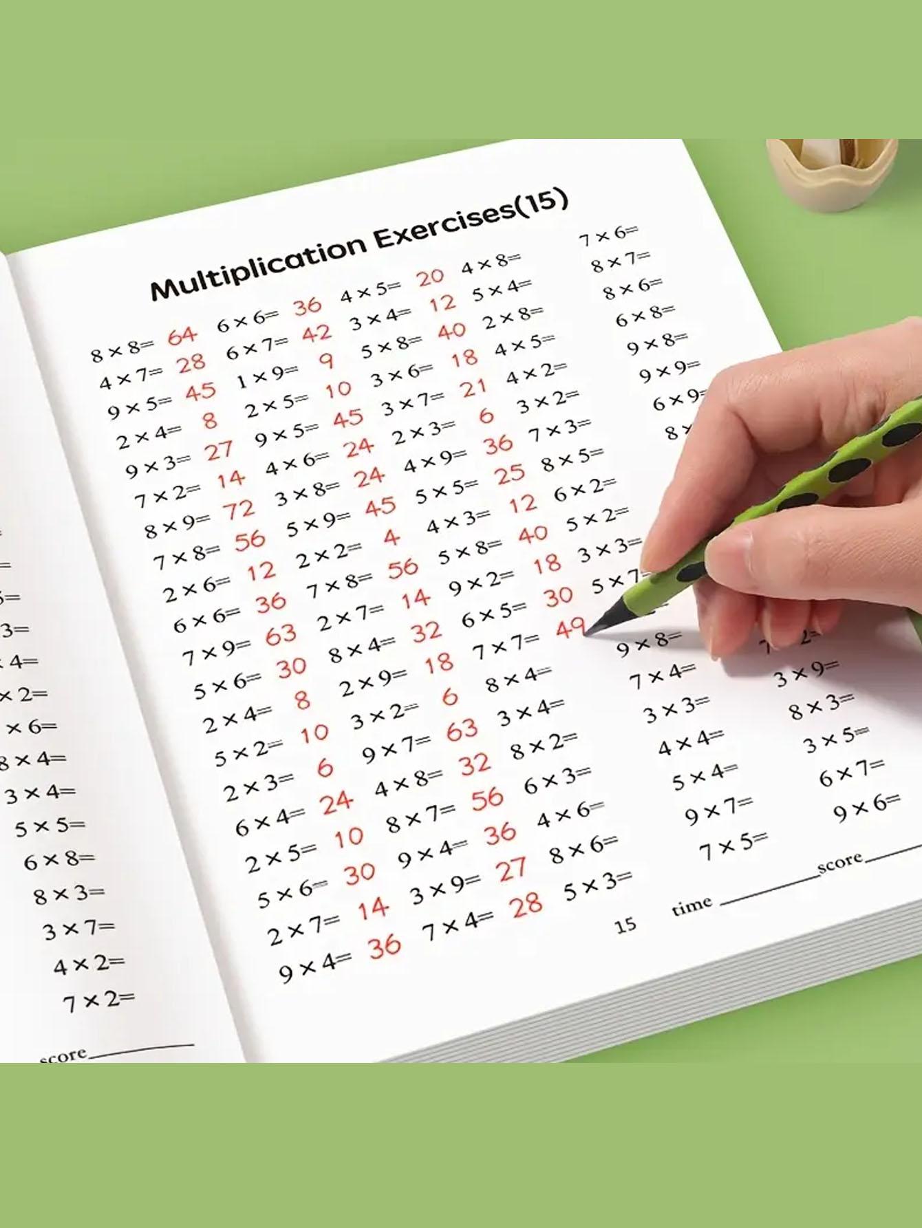 1. A multiplication and division workbook. A durable paper arithmetic workbook with handwritten exercises, perfect for school supplies, math learning tools, and Christmas gifts. Multiplication exercises