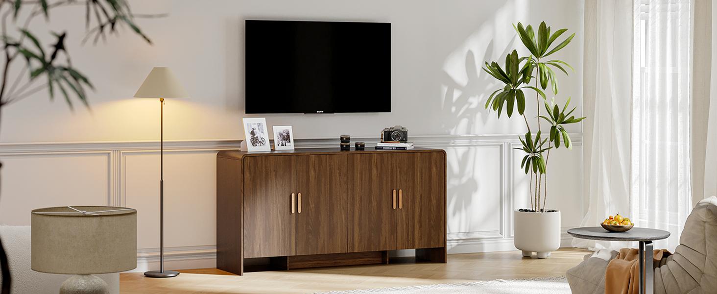 【SPOTLIGHT DAY】ONBRILL Gorgeous 31.5"/60" Buffet Cabinet Sideboard with Storage, Modern INS Coffee Bar Cabinet with Doors, Farmhouse Storage Cabinet with Adjustable Shelves for Living Room Kitchen Hallway,Bedroom Furniture,Christmas Gift