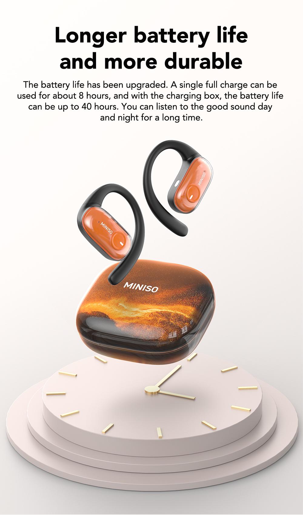 MINISO MS185 OWS Open Ear Wireless Bluetooth Earbuds Quicksand Luminous Headphones HIFI Sound Quality Sports Headphones IPX5 Waterproof With microphone