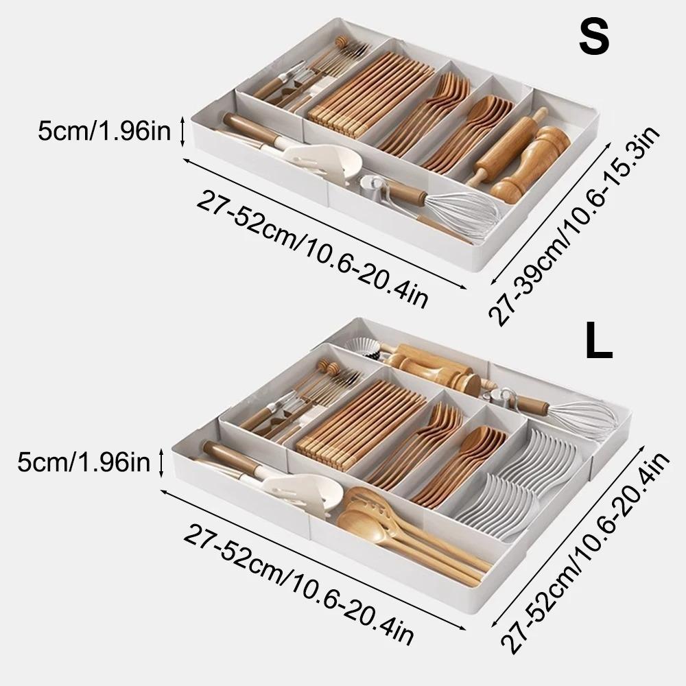 Expandable Drawer Organizer Multi-Functional Adjustable Storage Rack Kitchen Utensil Tray Spoon Fork Knife Holder