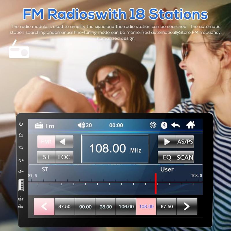 Car Stereo with Car Bluetooth 9 Inch HD Touch Screen Car Stereo with Backup Camera + External Microphone + FM MP5 Player Car Audio Receivers Support Mirror Link SWC USB EQ Car Radio