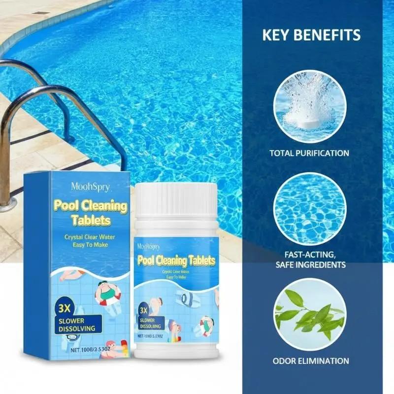 Pool Winterizing Cleaner, Fast Acting Water Clarifier, Flocculant, Prevents Turbidity, Odor Eliminator, Ideal for Family Pools, Pool Cleaner Tablets