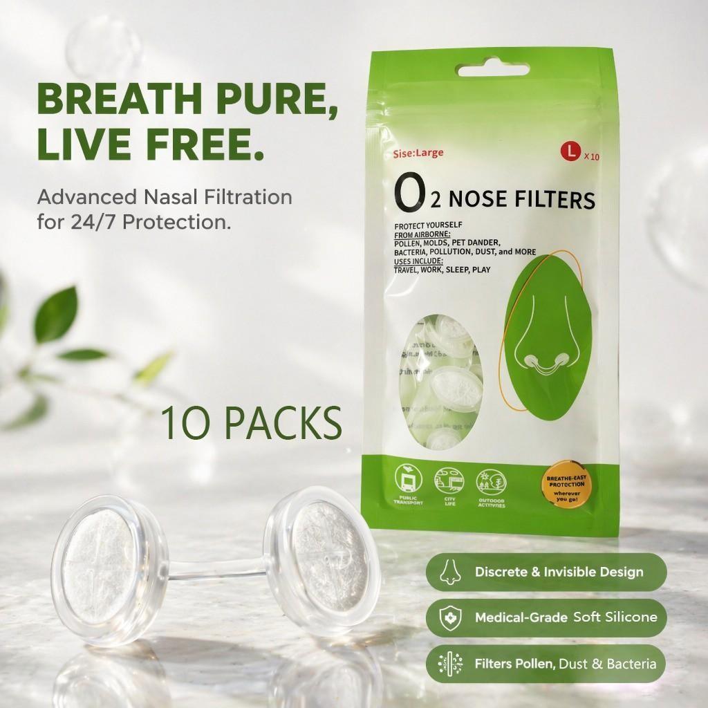 10 Invisible Nose Filters, Medical Grade Silicone, Dust and Pollen Protection, Reusable, Sizes S/m/l/xl, Ideal for Running, Construction, Cleaning, Outdoor Use