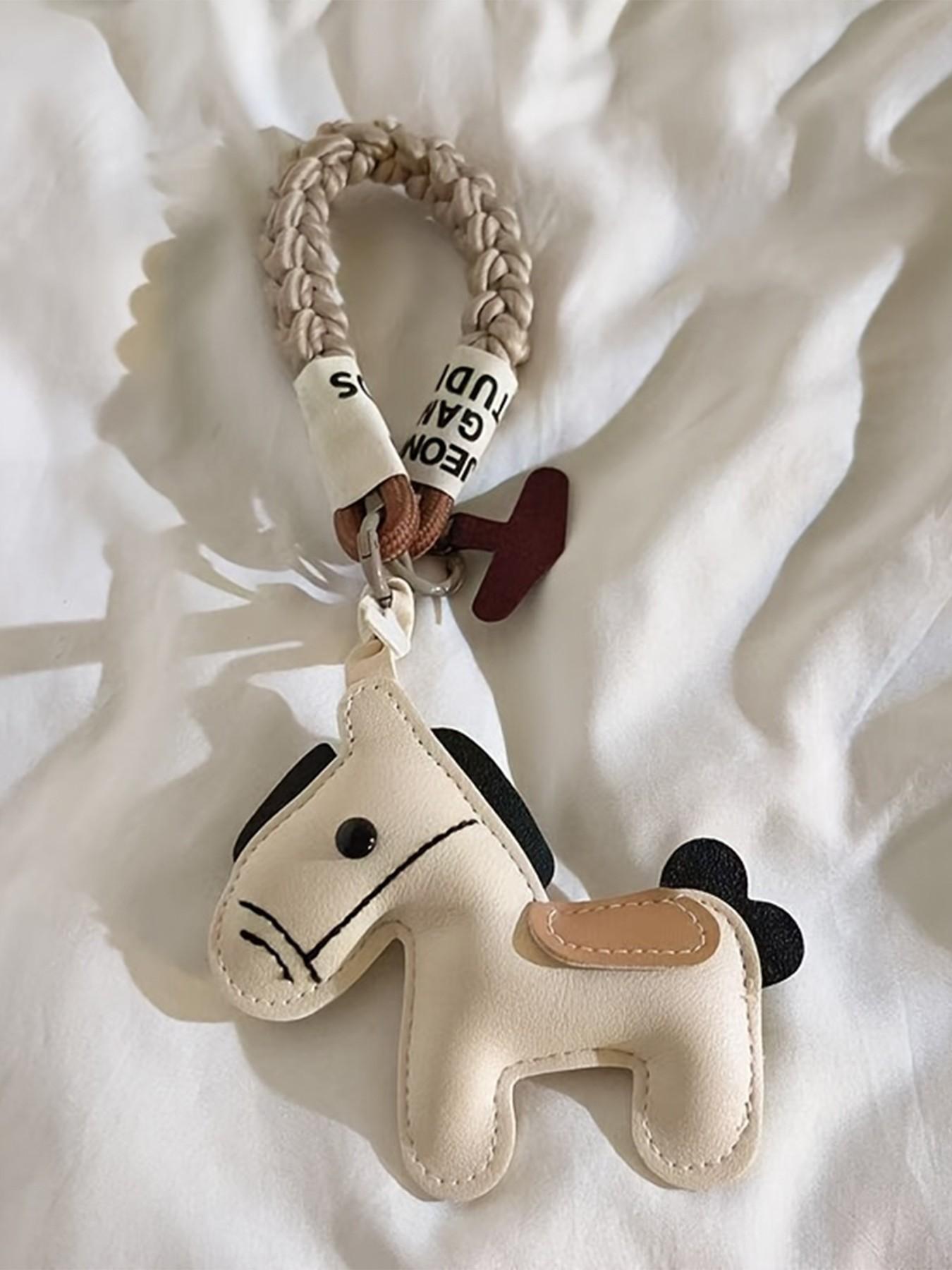 PU Horse Shape Bag Decorative Pendant, Artificial Leather, Handmade Braided Rope Wrist Strap, Women's Handbag Phone Keychain Gift