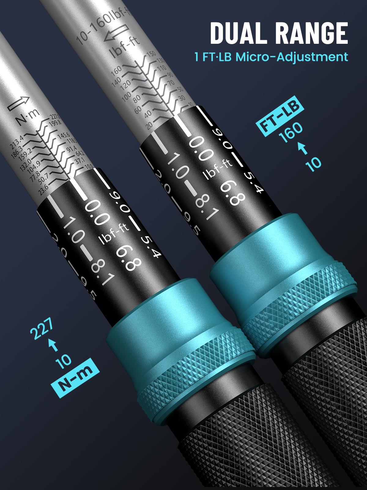 Seesii 1/4 3/8 1/2-inch Drive Click Torque Wrench Set - 8Pcs, Ultra-Precise ±3% Accuracy, 72-Tooth Dual Scale for Bike/Moto/Car Repair, Multi-functional Torque Wrench 45-221in.lb, 7-45ft.lb, 30-160ft.lb with Adapters, CH450 Black Friday Deals