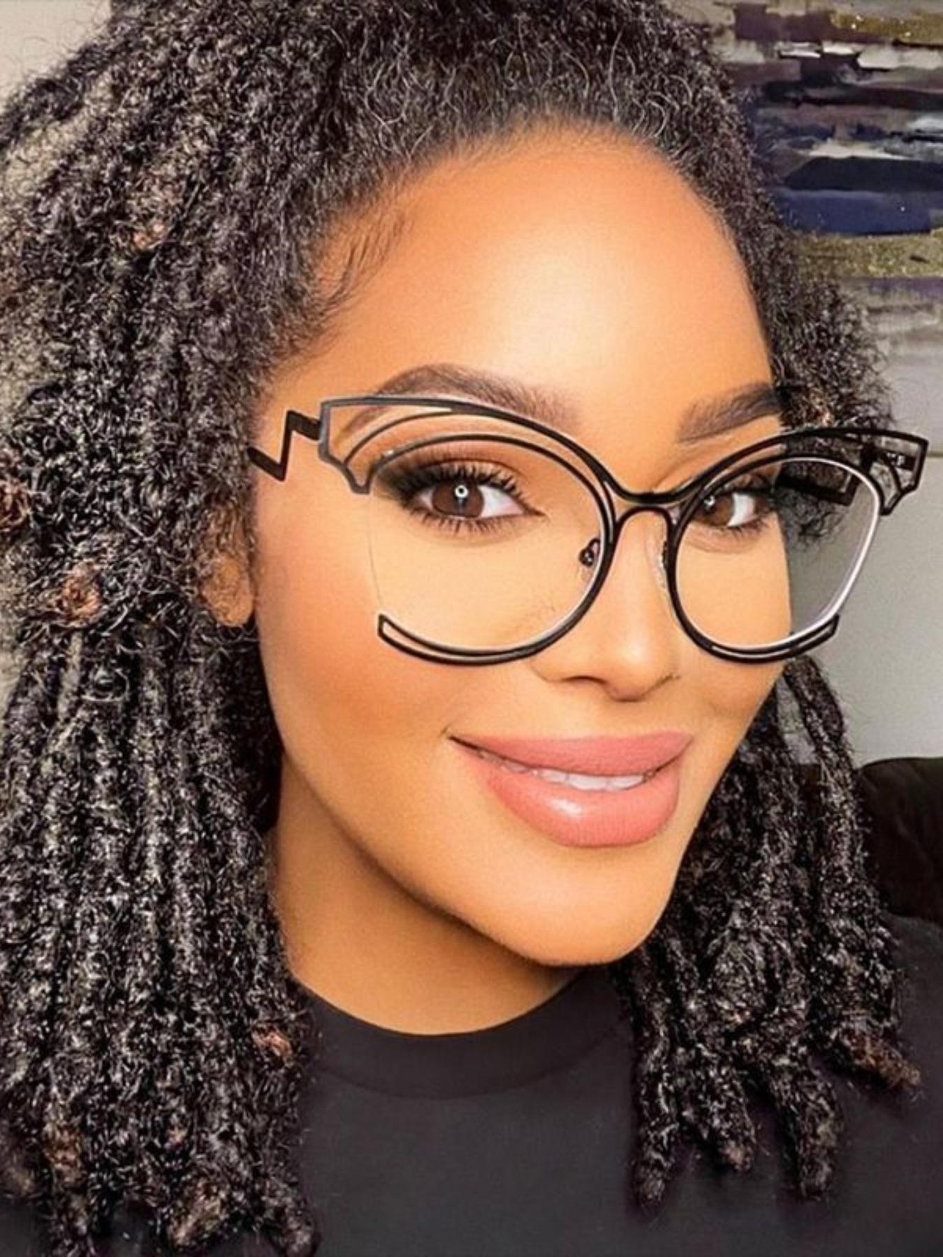 Women's Metal Frame Anti-Blue Light Glasses, Transparent Lenses for Computer Reading Gaming TV Phone Use, Casual Daily Wear Eyewear