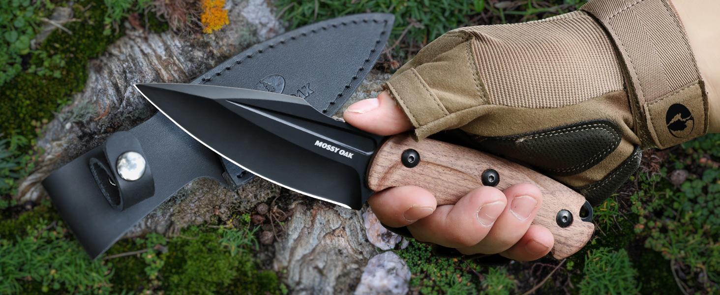 #JumpstartSale MOSSY OAK Survival Knife with Sheath, 8.5-inch Full-tang Fixed Blade Knife, Outdoor Knives for Survival, Camping, Hiking (G10 Handle)